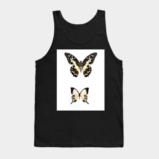 WHITE BUTTERFLY BUTTERFLIES PRINT BOTANICAL Tank Top